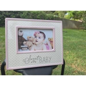 Malden Pink Polka Dot Sweet Baby 4x6 Photo Frame Decor ceramic